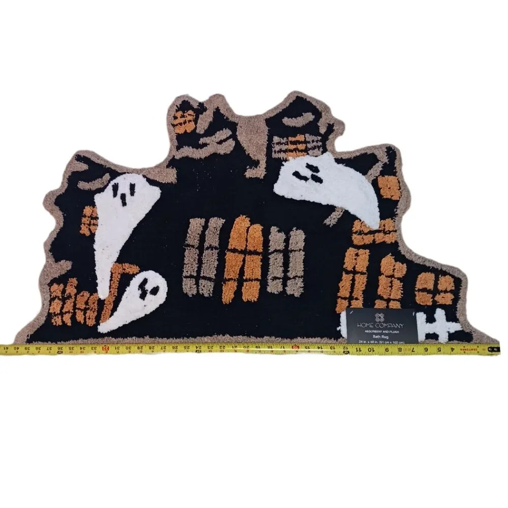 Haunted House Bath Rug 24'' x 40'' Ghost Absorbent Plush Anti Skid Halloween